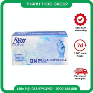 [ Hộp 100 Chiếc] Găng Tay Y Tế Màu Xanh Nitrile Phủ Polymer Không Bột DN Glove